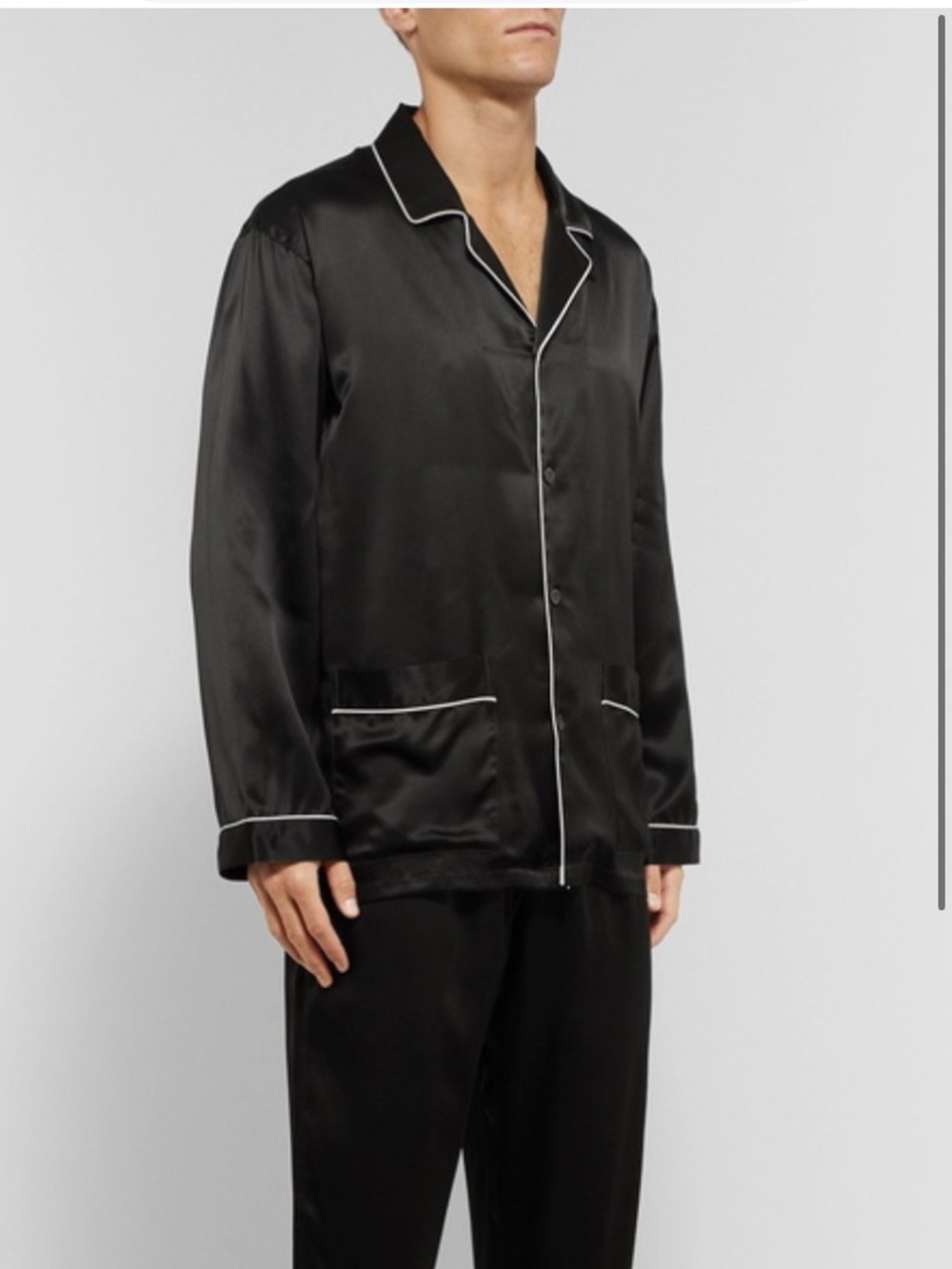 Zimmerli Black Silk Pajama Top Shirt Long Sleeve Button Front Luxury Sleepwear
